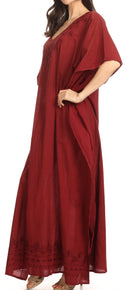 Sakkas Favi Womens Casual Long Maxi Dress Caftan Cover Up Loungewear in Cotton