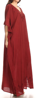 Sakkas Favi Womens Casual Long Maxi Dress Caftan Cover Up Loungewear in Cotton