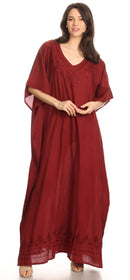 Sakkas Favi Womens Casual Long Maxi Dress Caftan Cover Up Loungewear in Cotton