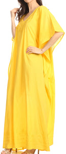 Sakkas Favi Womens Casual Long Maxi Dress Caftan Cover Up Loungewear in Cotton
