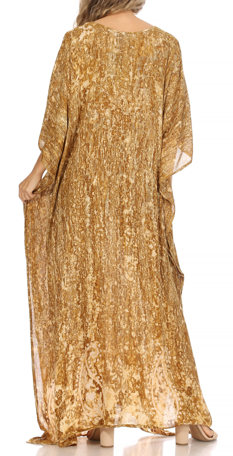 Sakkas Tacy Women's Casual Boho Summer Maxi Dress Caftan Kaftan Cover-up LougeWear