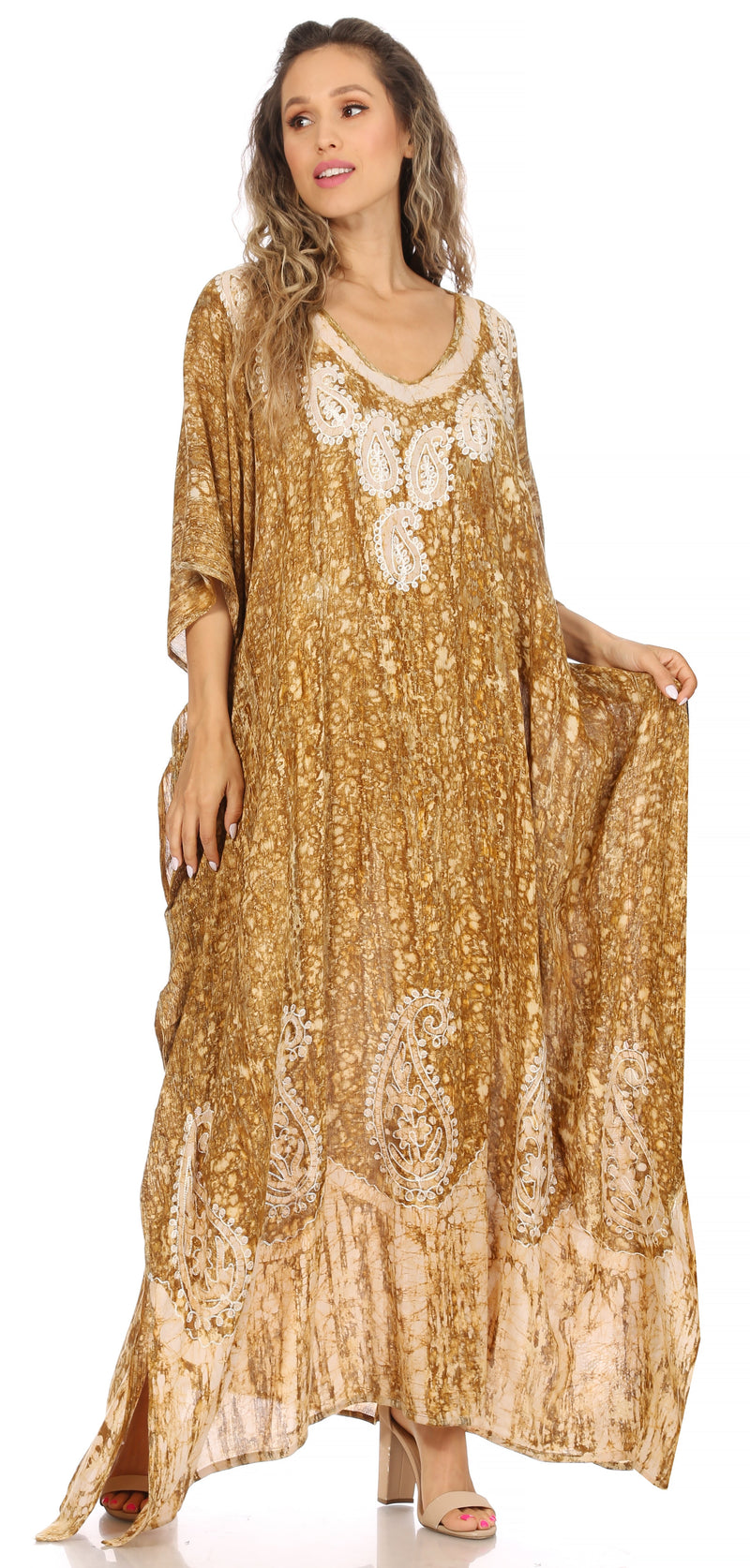 Sakkas Tacy Women's Casual Boho Summer Maxi Dress Caftan Kaftan Cover-up LougeWear