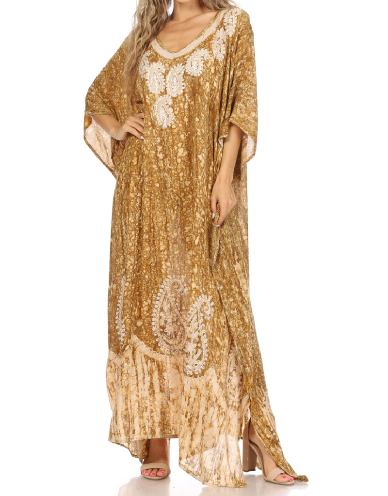 Sakkas Tacy Women's Casual Boho Summer Maxi Dress Caftan Kaftan Cover-up LougeWear