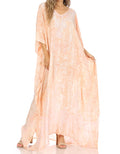 Sakkas Tacy Women's Casual Boho Summer Maxi Dress Caftan Kaftan Cover-up LougeWear#color_10-Cooper