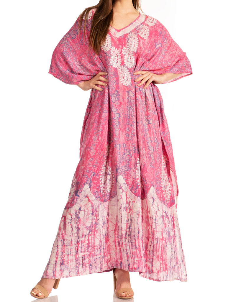 Sakkas Tacy Women's Casual Boho Summer Maxi Dress Caftan Kaftan Cover-up LougeWear