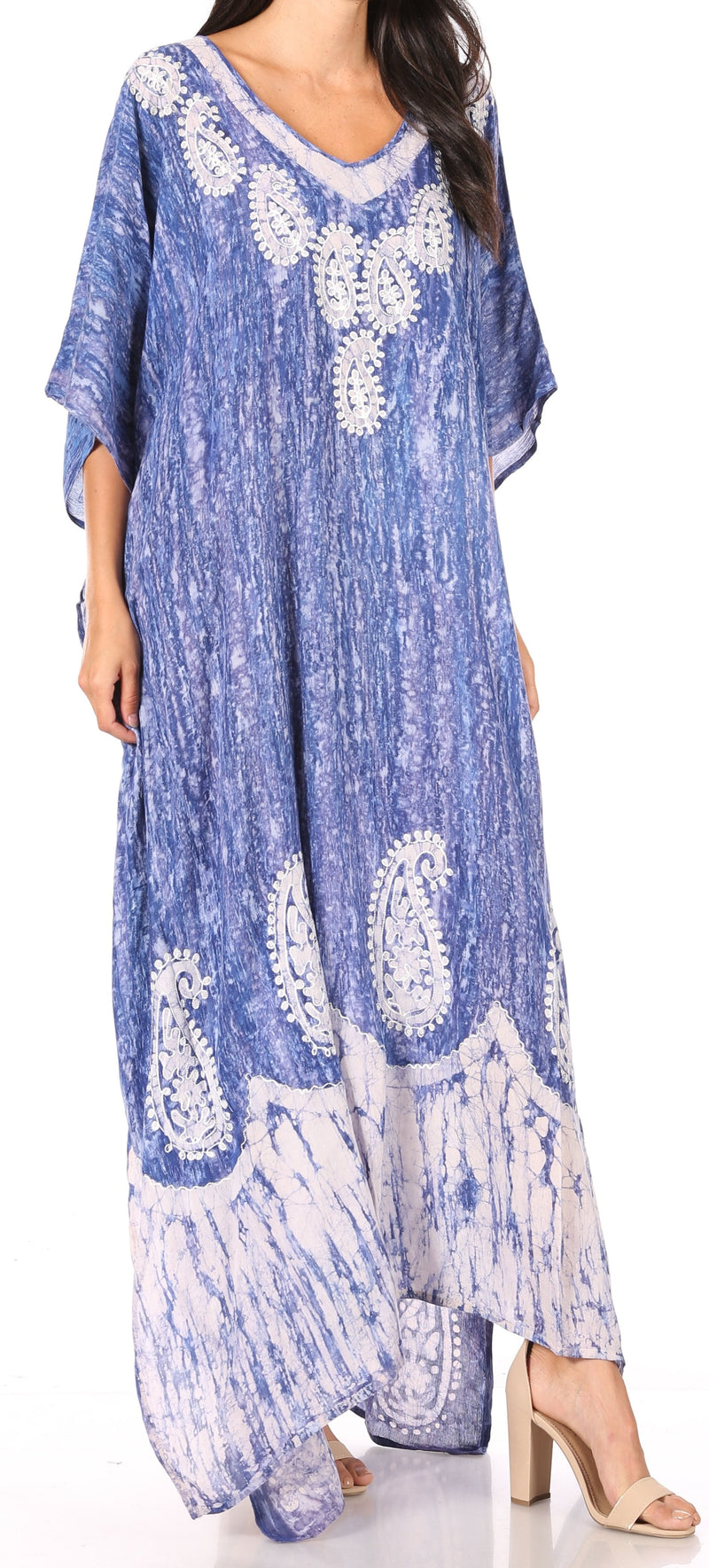 Sakkas Tacy Women's Casual Boho Summer Maxi Dress Caftan Kaftan Cover-up LougeWear