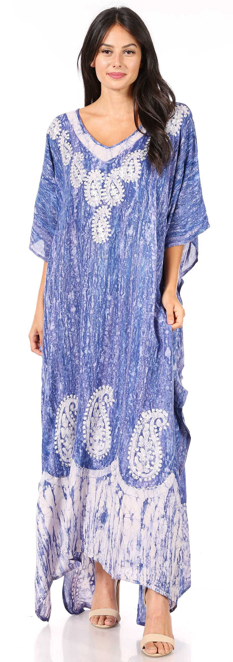 Sakkas Tacy Women's Casual Boho Summer Maxi Dress Caftan Kaftan Cover-up LougeWear