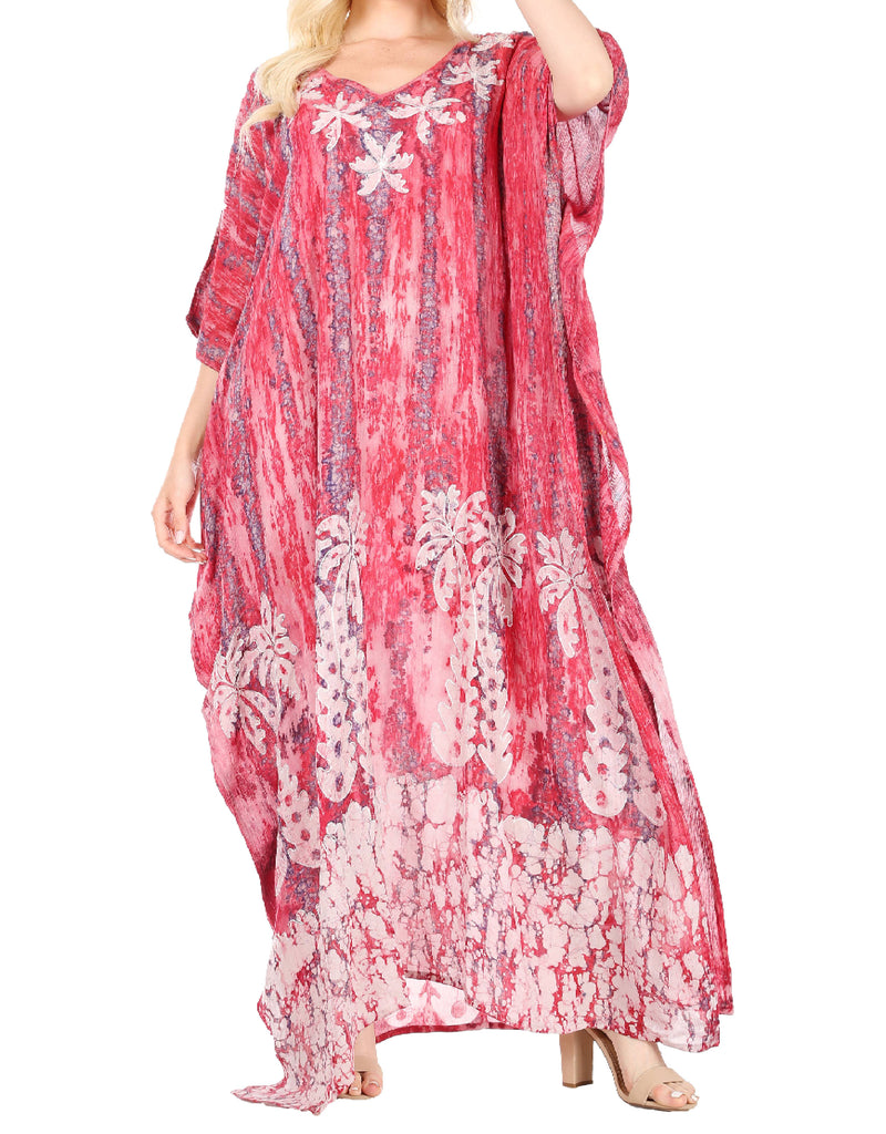 Sakkas Tacy Women's Casual Boho Summer Maxi Dress Caftan Kaftan Cover-up LougeWear