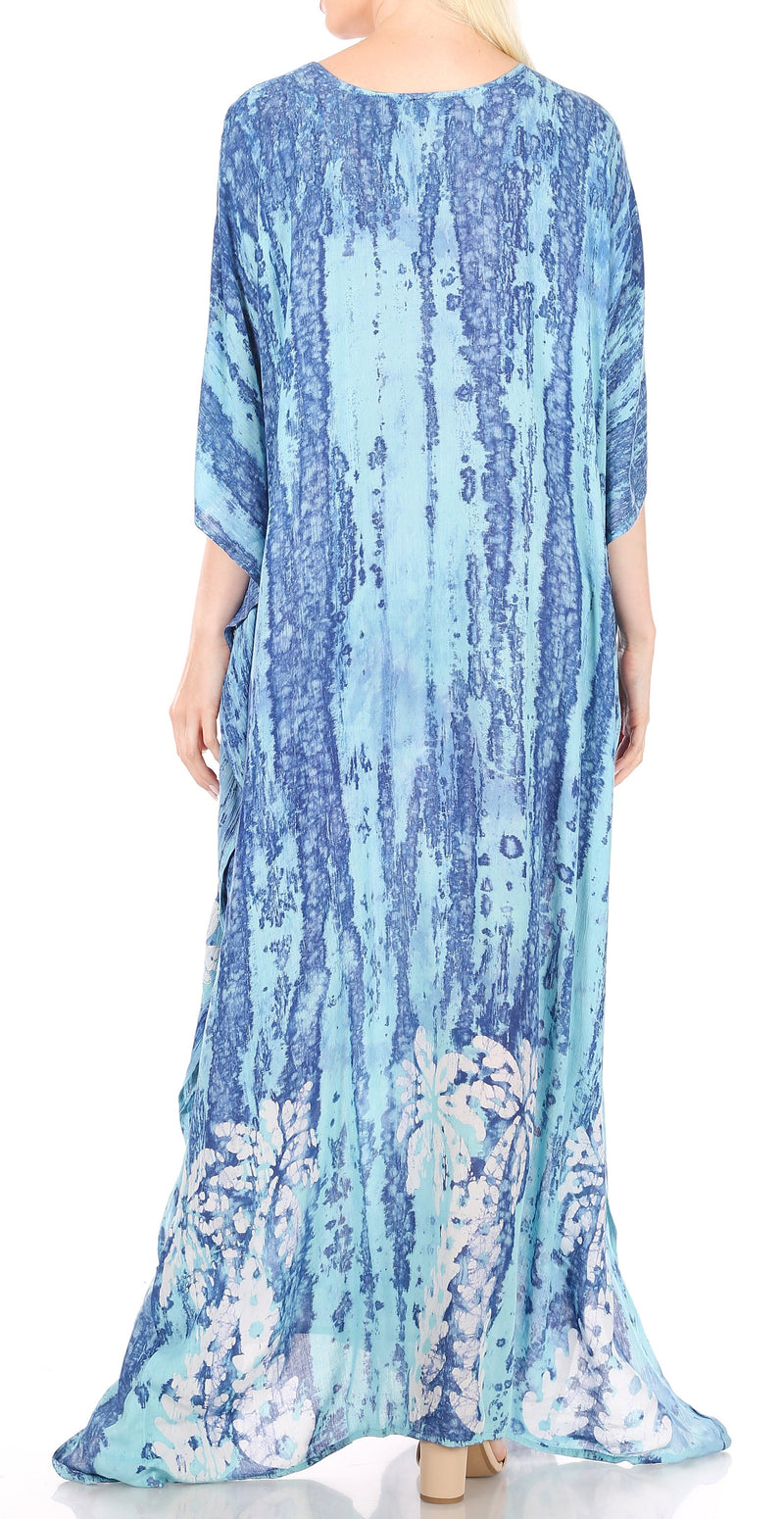 Sakkas Tacy Women's Casual Boho Summer Maxi Dress Caftan Kaftan Cover-up LougeWear