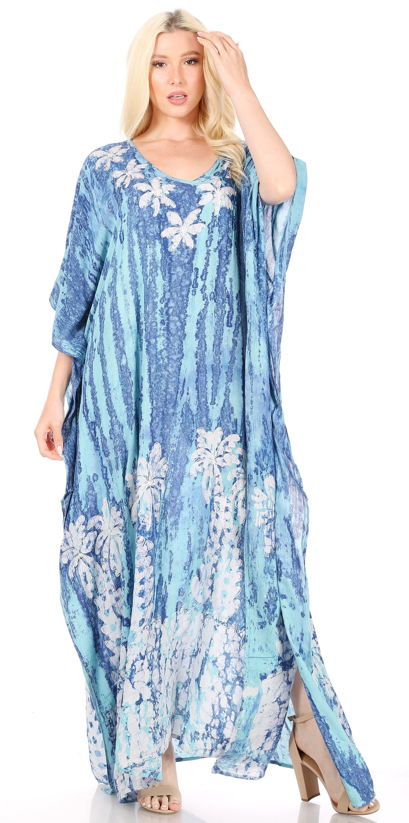 Sakkas Tacy Women's Casual Boho Summer Maxi Dress Caftan Kaftan Cover-up LougeWear