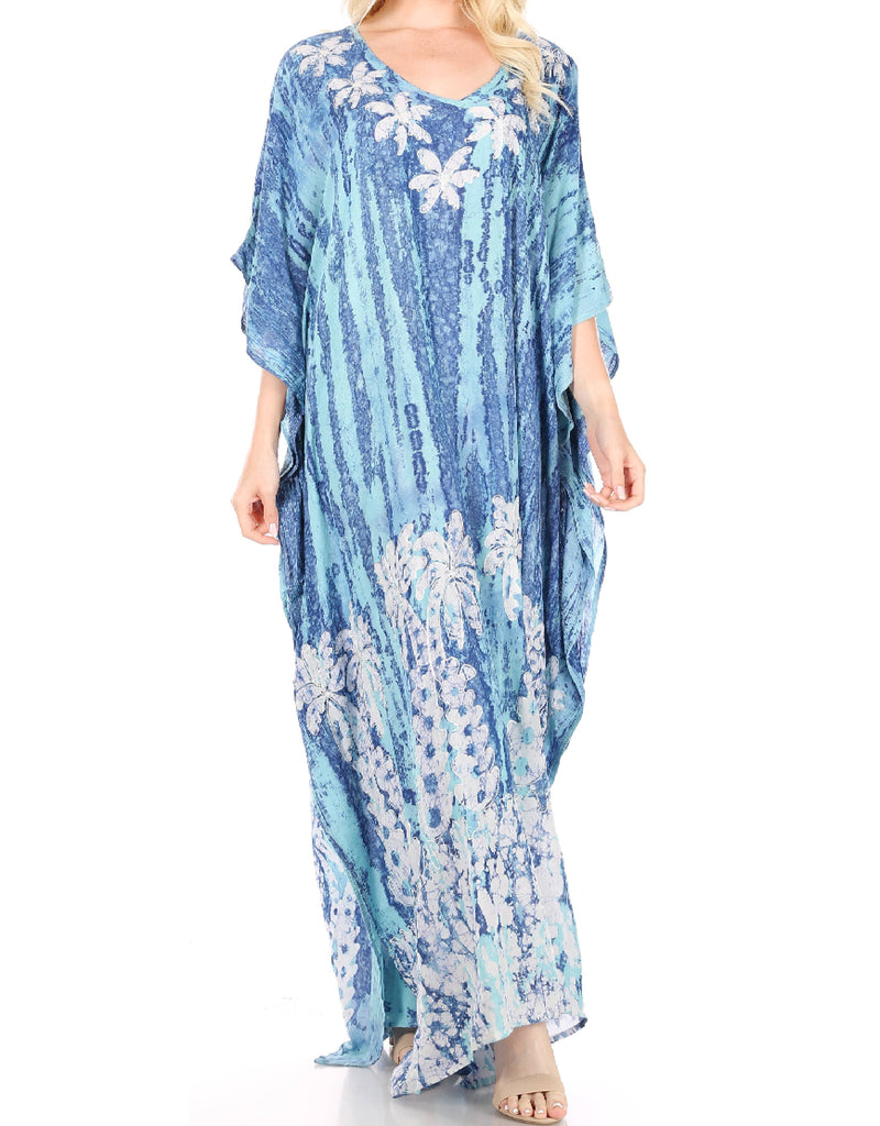 Sakkas Tacy Women's Casual Boho Summer Maxi Dress Caftan Kaftan Cover-up LougeWear