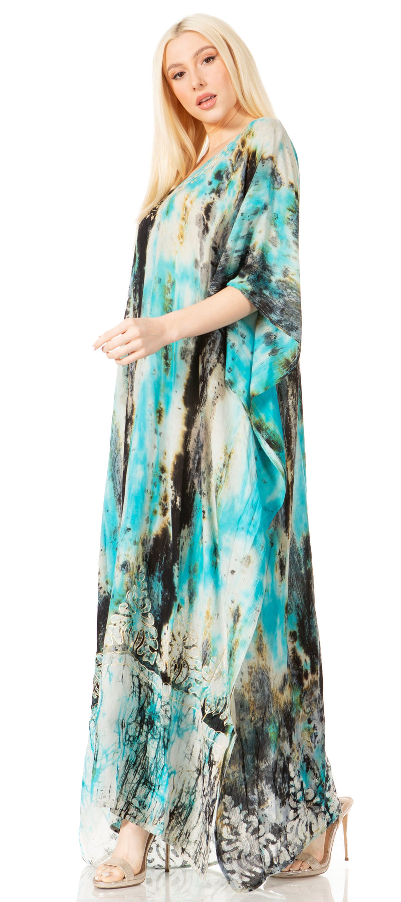 Sakkas Tacy Women's Casual Boho Summer Maxi Dress Caftan Kaftan Cover-up LougeWear