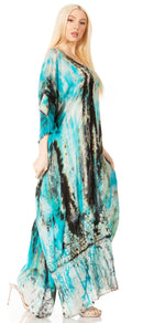 Sakkas Tacy Women's Casual Boho Summer Maxi Dress Caftan Kaftan Cover-up LougeWear