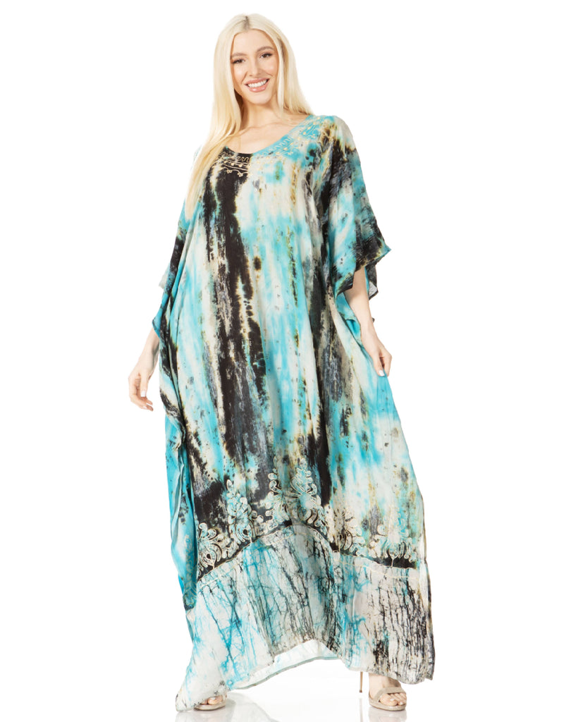 Sakkas Tacy Women's Casual Boho Summer Maxi Dress Caftan Kaftan Cover-up LougeWear