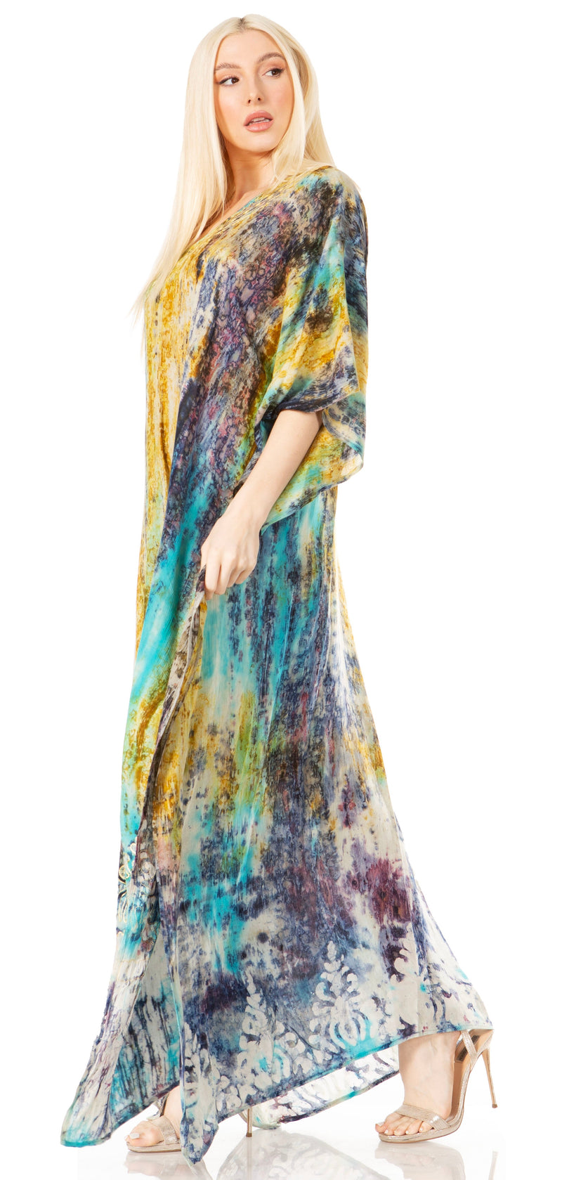 Sakkas Tacy Women's Casual Boho Summer Maxi Dress Caftan Kaftan Cover-up LougeWear