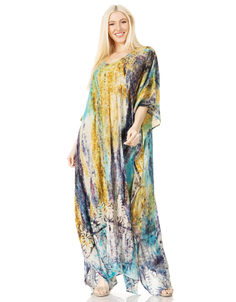 Sakkas Tacy Women's Casual Boho Summer Maxi Dress Caftan Kaftan Cover-up LougeWear