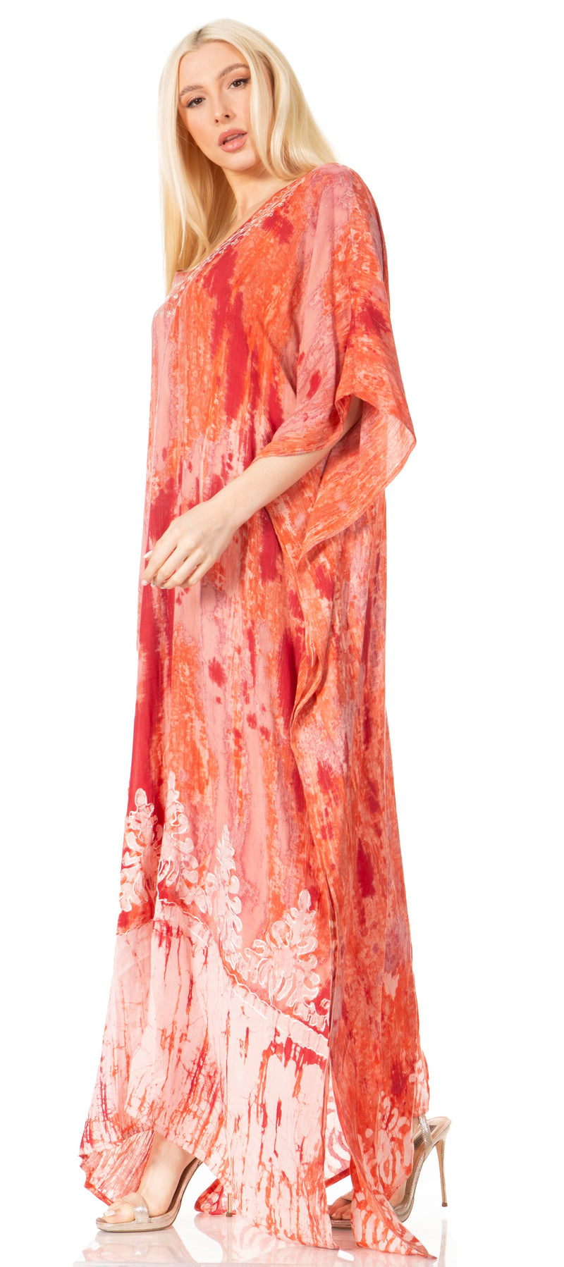 Sakkas Tacy Women's Casual Boho Summer Maxi Dress Caftan Kaftan Cover-up LougeWear