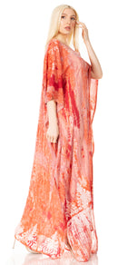 Sakkas Tacy Women's Casual Boho Summer Maxi Dress Caftan Kaftan Cover-up LougeWear