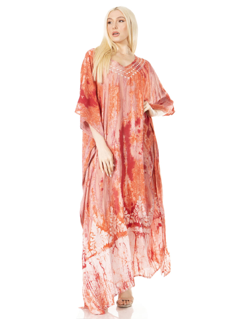 Sakkas Tacy Women's Casual Boho Summer Maxi Dress Caftan Kaftan Cover-up LougeWear