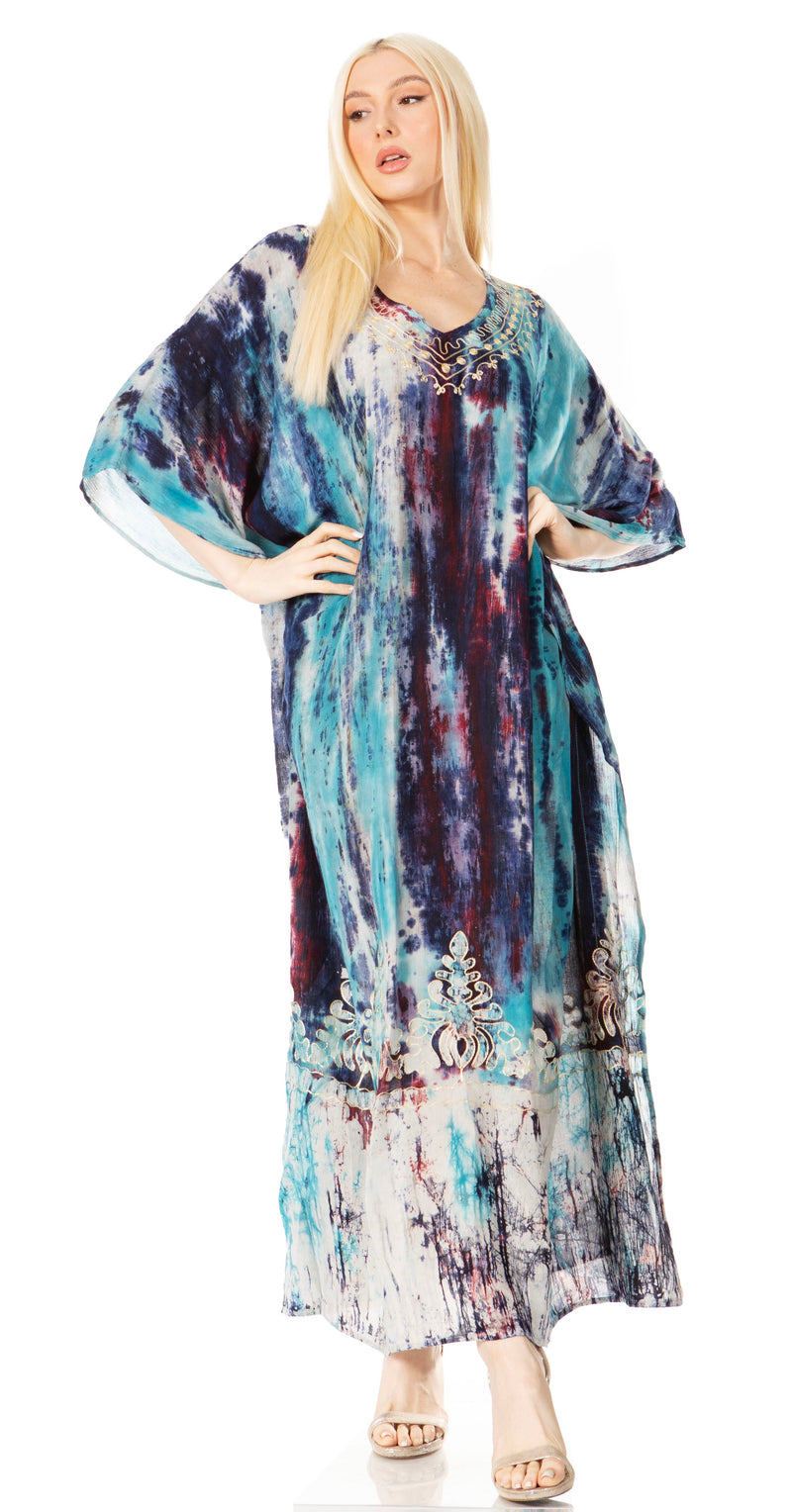 Sakkas Tacy Women's Casual Boho Summer Maxi Dress Caftan Kaftan Cover-up LougeWear