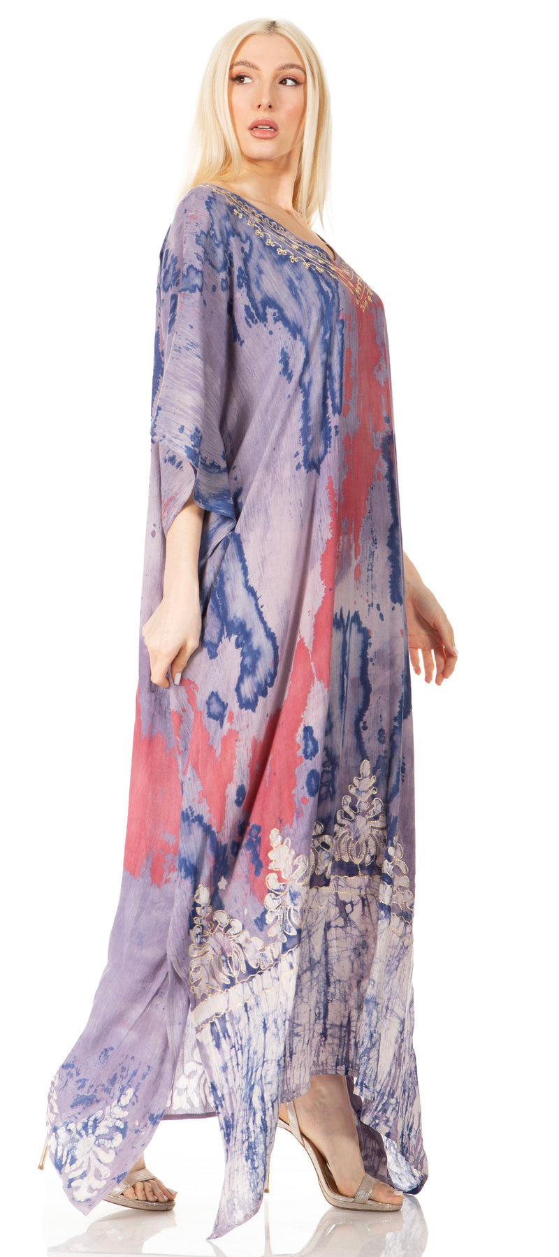 Sakkas Tacy Women's Casual Boho Summer Maxi Dress Caftan Kaftan Cover-up LougeWear