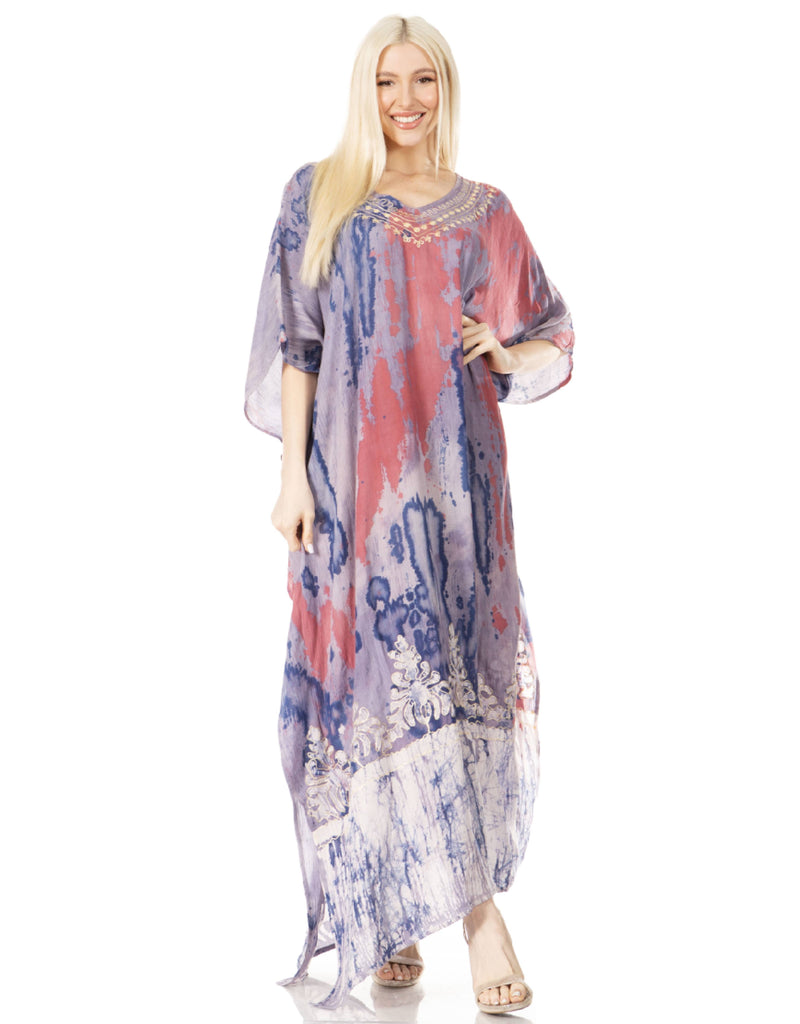 Sakkas Tacy Women's Casual Boho Summer Maxi Dress Caftan Kaftan Cover-up LougeWear