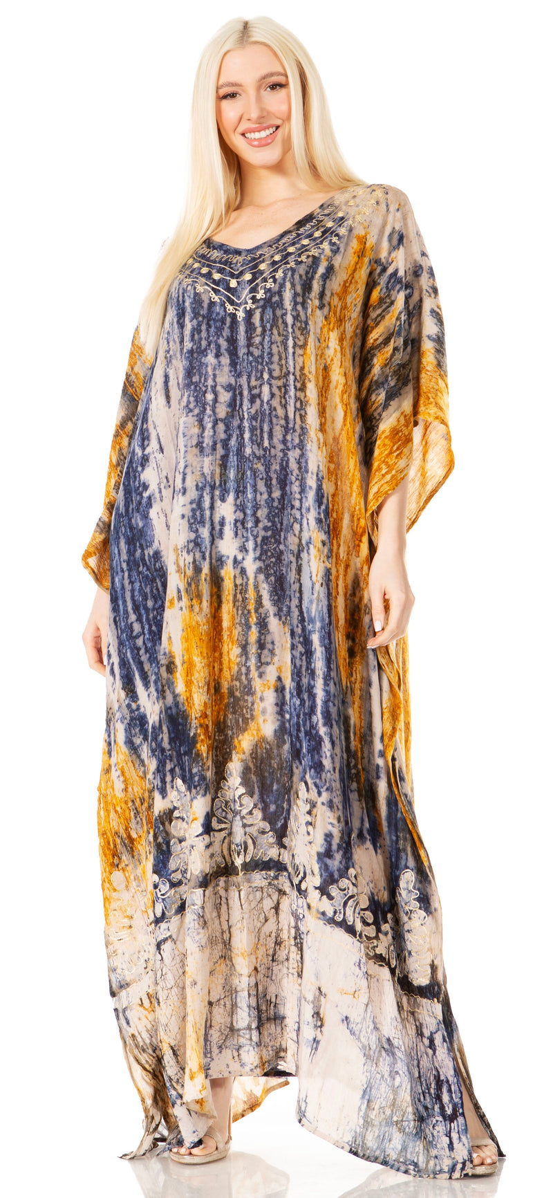 Sakkas Tacy Women's Casual Boho Summer Maxi Dress Caftan Kaftan Cover-up LougeWear