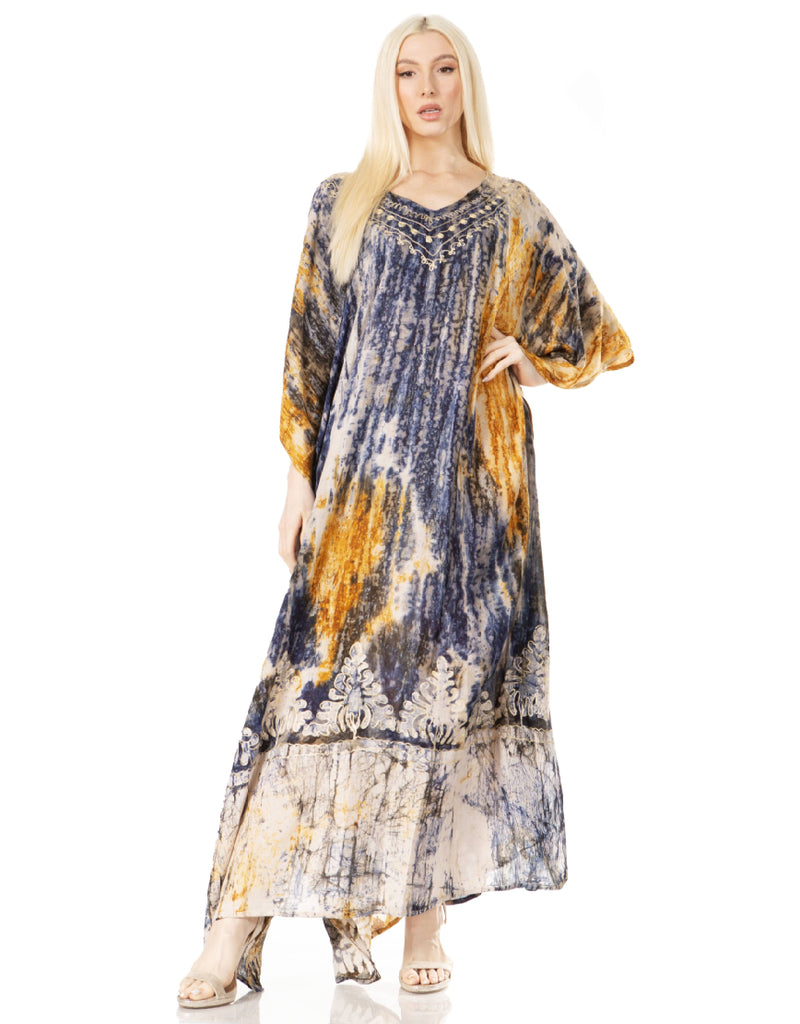 Sakkas Tacy Women's Casual Boho Summer Maxi Dress Caftan Kaftan Cover-up LougeWear