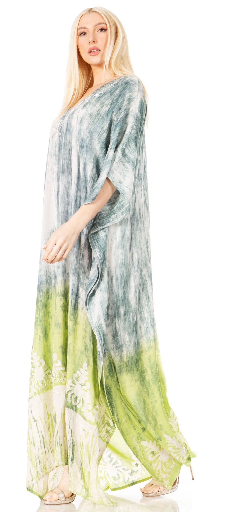 Sakkas Tacy Women's Casual Boho Summer Maxi Dress Caftan Kaftan Cover-up LougeWear