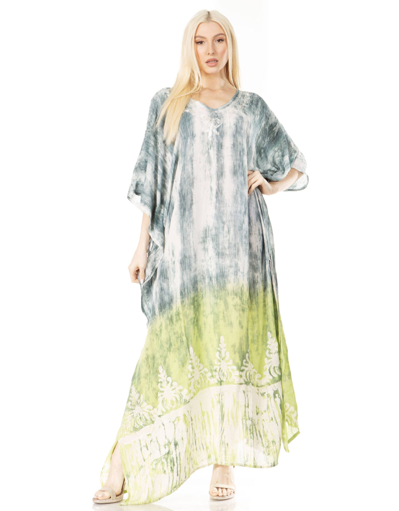 Sakkas Tacy Women's Casual Boho Summer Maxi Dress Caftan Kaftan Cover-up LougeWear