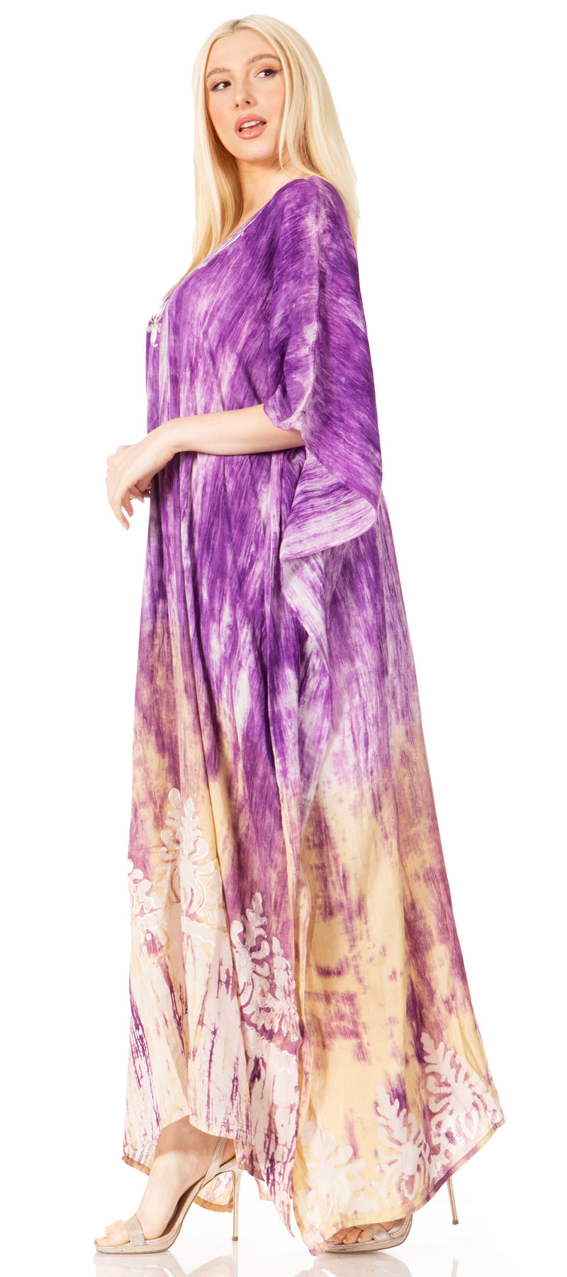 Sakkas Tacy Women's Casual Boho Summer Maxi Dress Caftan Kaftan Cover-up LougeWear