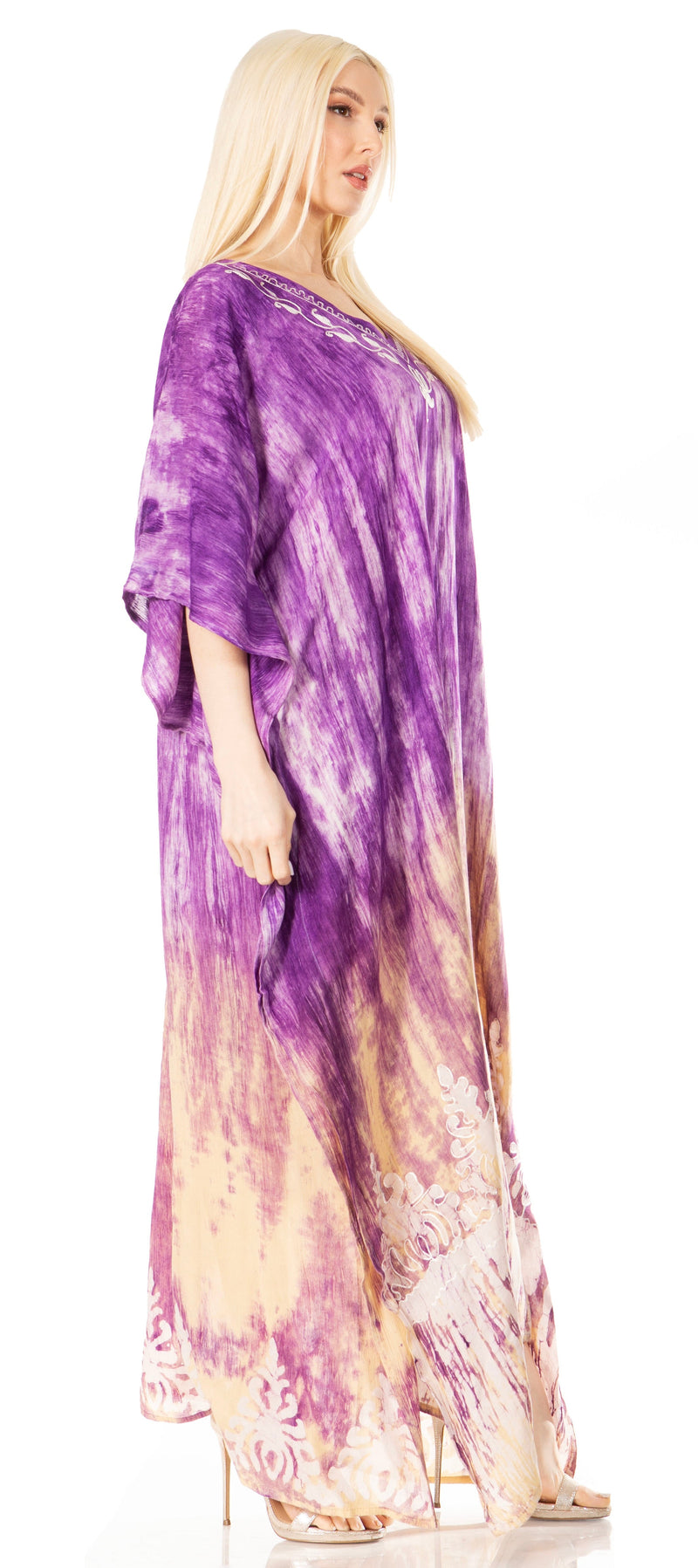 Sakkas Tacy Women's Casual Boho Summer Maxi Dress Caftan Kaftan Cover-up LougeWear