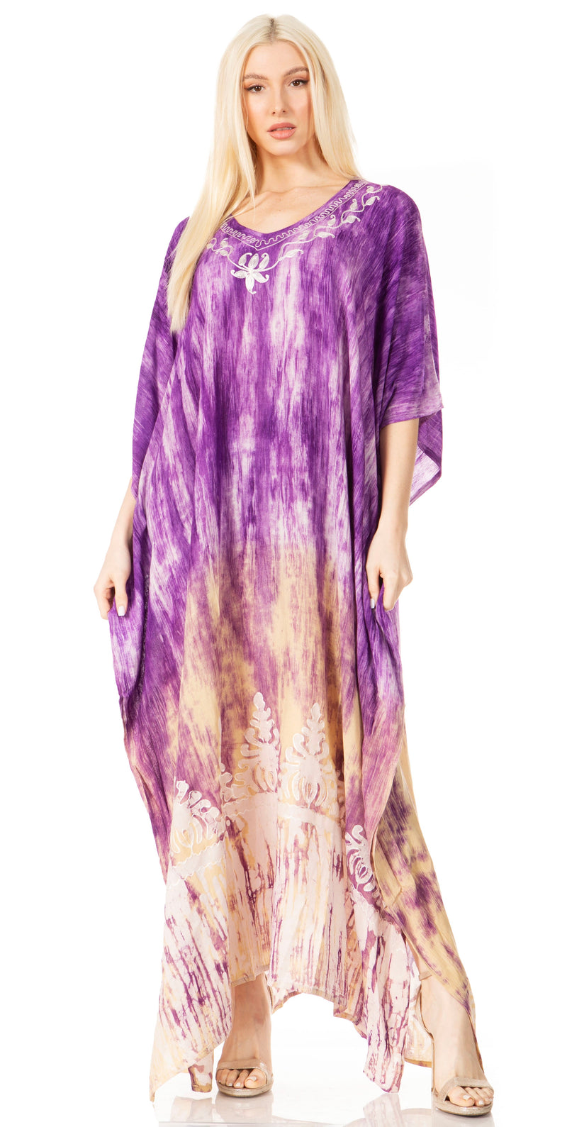 Sakkas Tacy Women's Casual Boho Summer Maxi Dress Caftan Kaftan Cover-up LougeWear