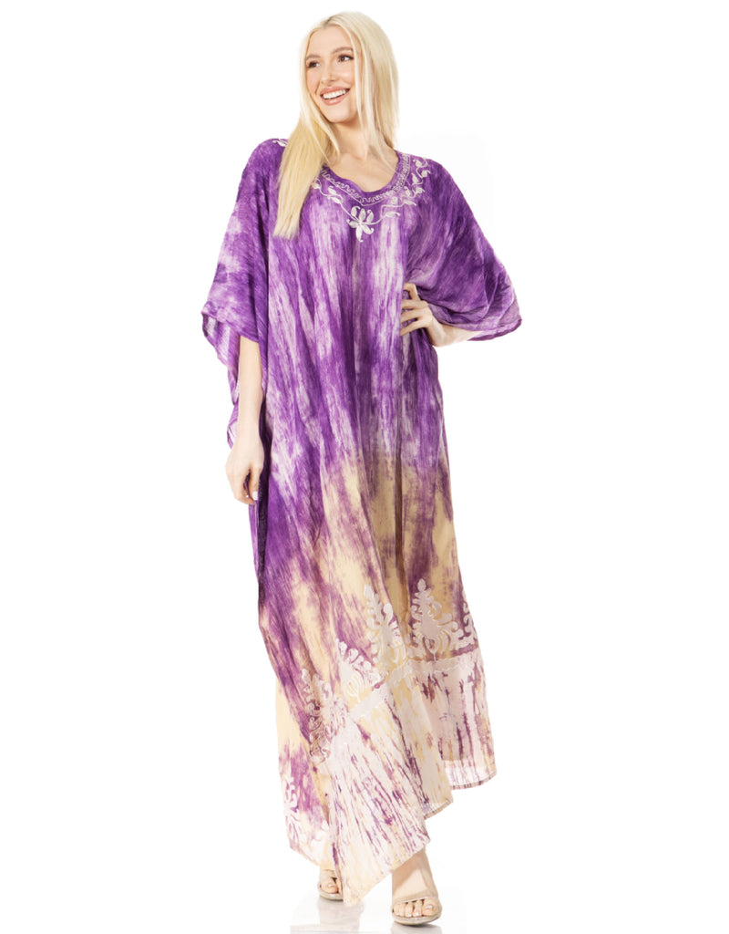 Sakkas Tacy Women's Casual Boho Summer Maxi Dress Caftan Kaftan Cover-up LougeWear