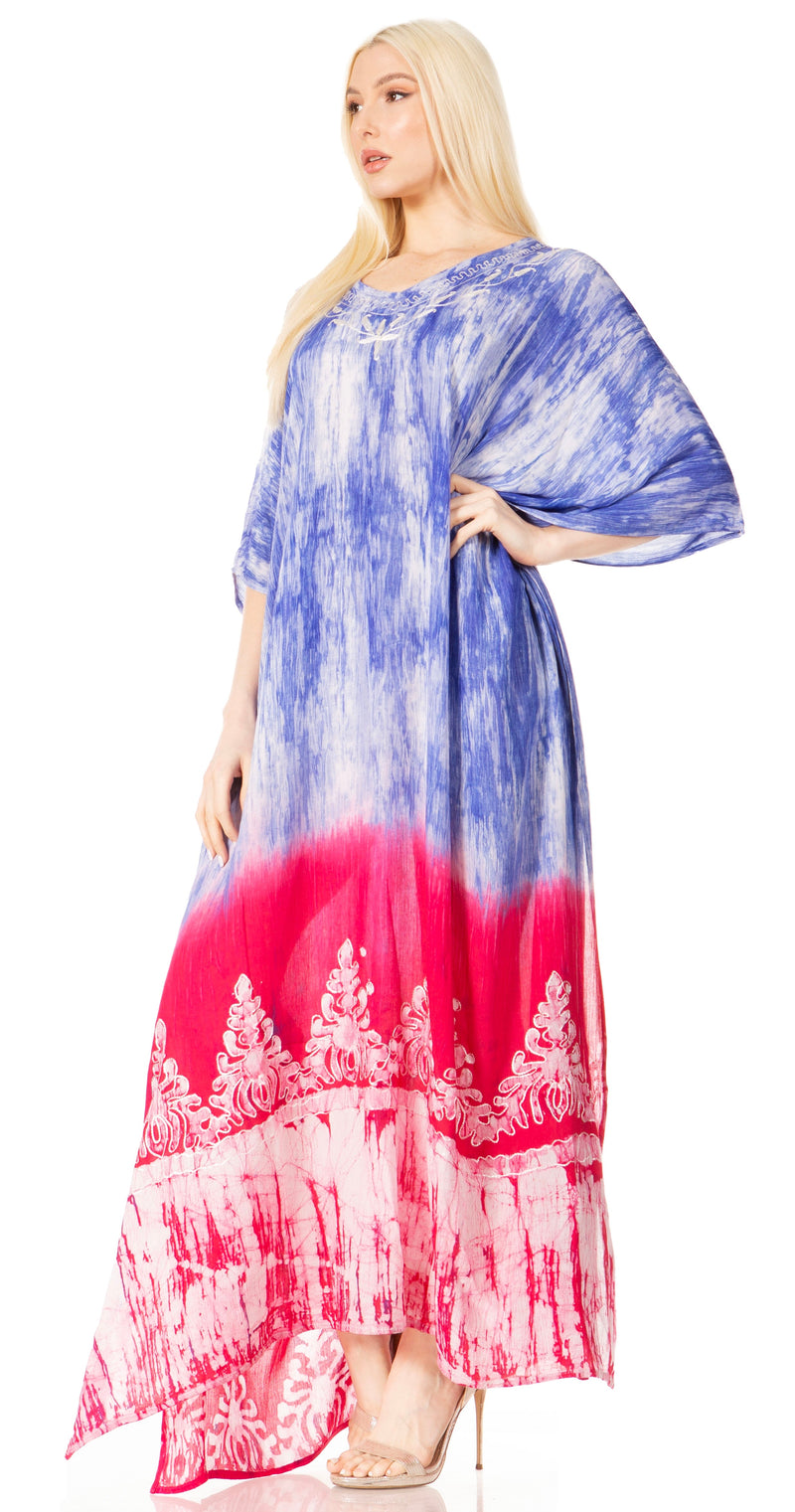 Sakkas Tacy Women's Casual Boho Summer Maxi Dress Caftan Kaftan Cover-up LougeWear