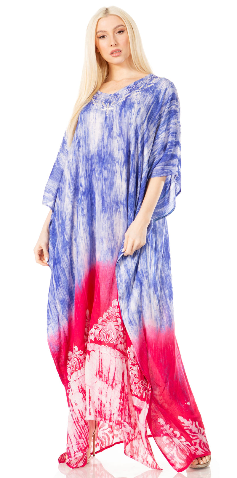 Sakkas Tacy Women's Casual Boho Summer Maxi Dress Caftan Kaftan Cover-up LougeWear