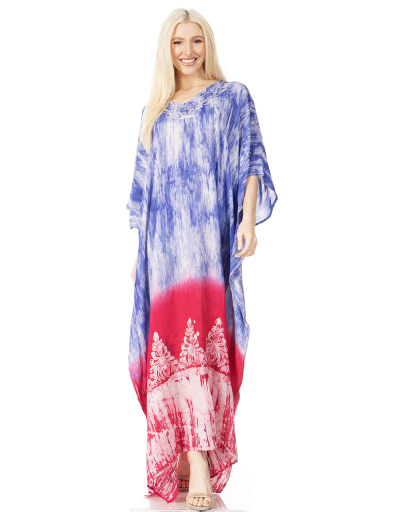 Sakkas Tacy Women's Casual Boho Summer Maxi Dress Caftan Kaftan Cover-up LougeWear