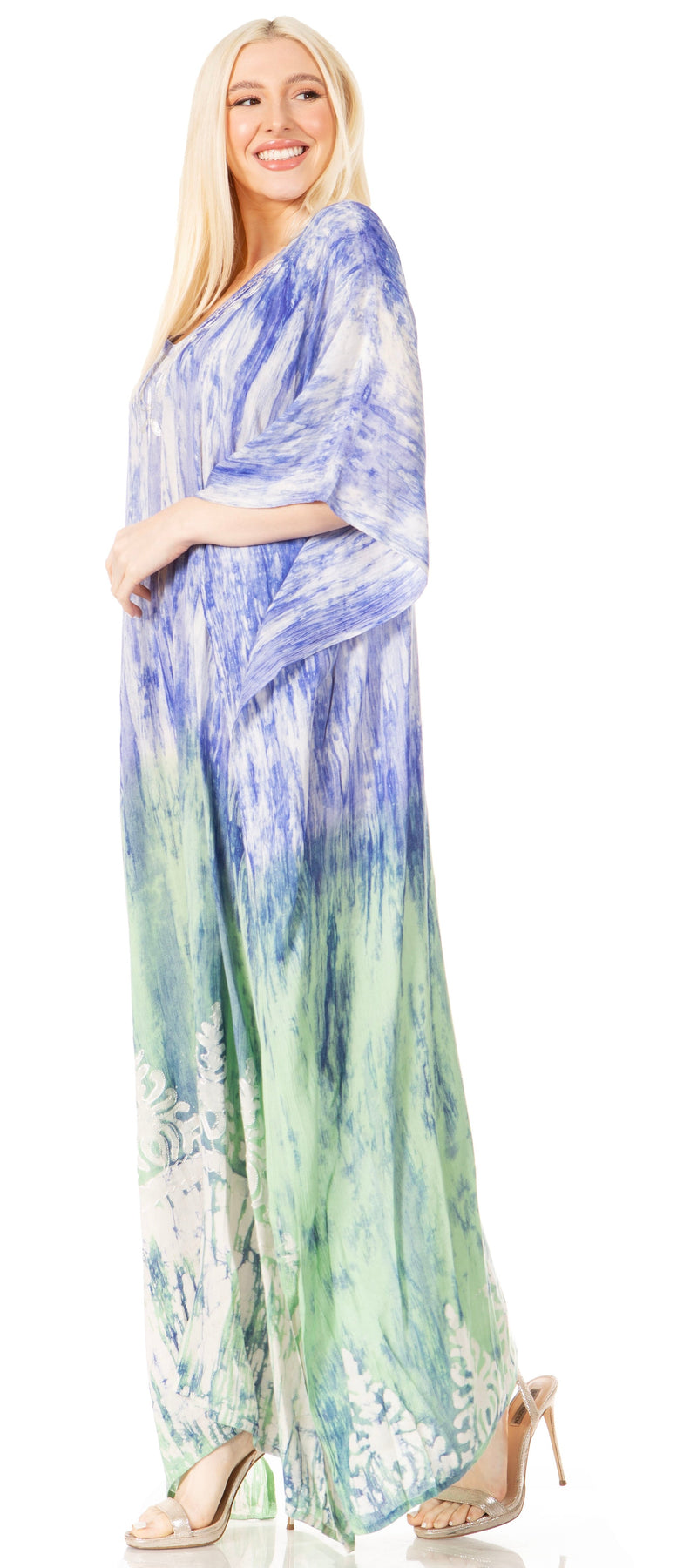 Sakkas Tacy Women's Casual Boho Summer Maxi Dress Caftan Kaftan Cover-up LougeWear