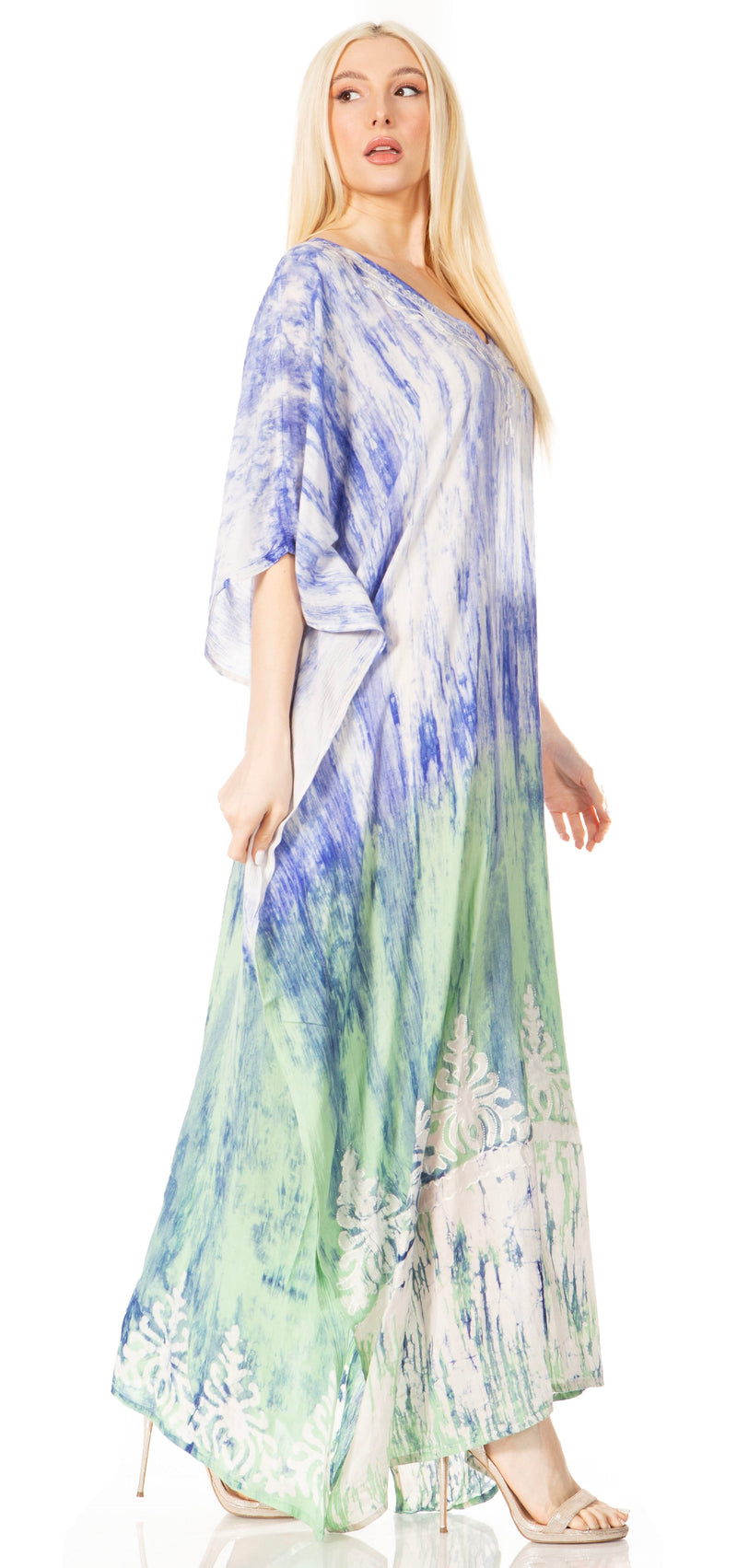 Sakkas Tacy Women's Casual Boho Summer Maxi Dress Caftan Kaftan Cover-up LougeWear