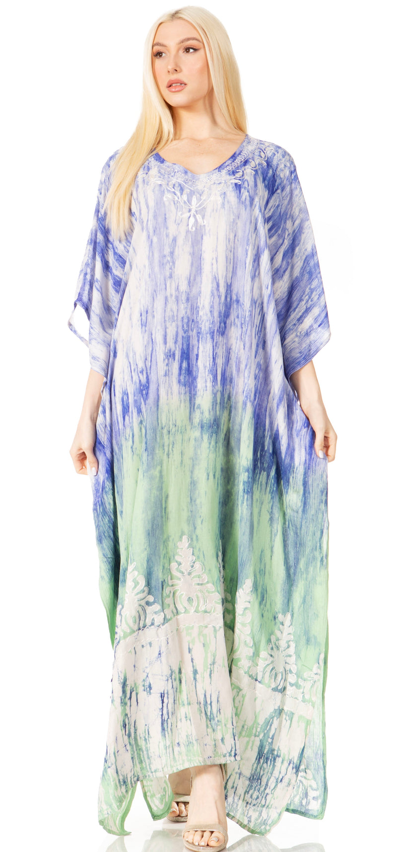 Sakkas Tacy Women's Casual Boho Summer Maxi Dress Caftan Kaftan Cover-up LougeWear