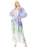 Sakkas Tacy Women's Casual Boho Summer Maxi Dress Caftan Kaftan Cover-up LougeWear#color_19-RoyalBlueTurquoise