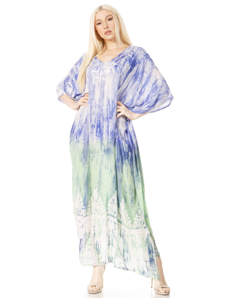 Sakkas Tacy Women's Casual Boho Summer Maxi Dress Caftan Kaftan Cover-up LougeWear