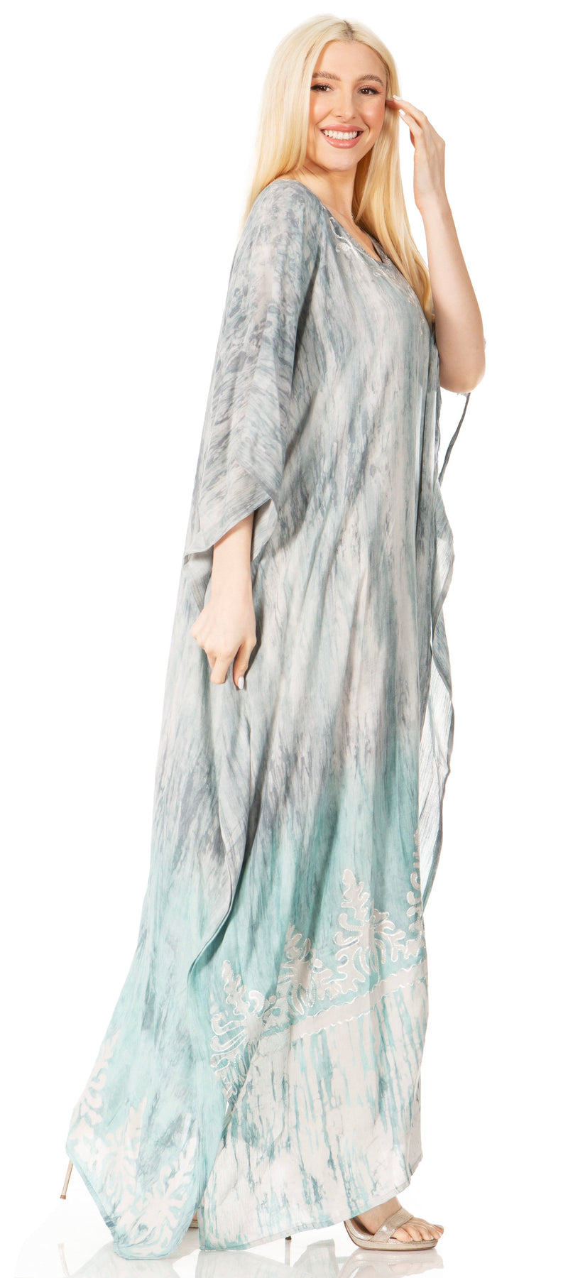 Sakkas Tacy Women's Casual Boho Summer Maxi Dress Caftan Kaftan Cover-up LougeWear