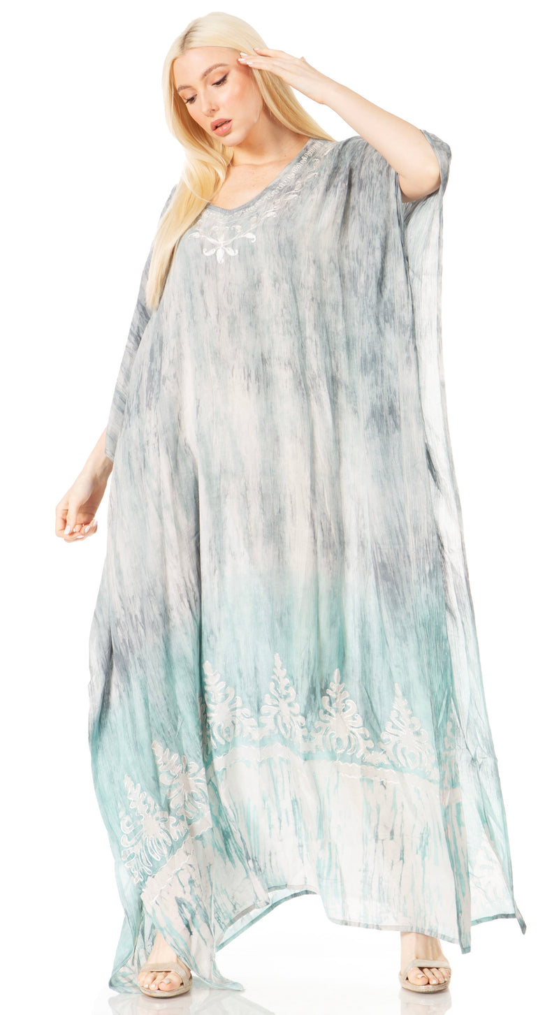 Sakkas Tacy Women's Casual Boho Summer Maxi Dress Caftan Kaftan Cover-up LougeWear