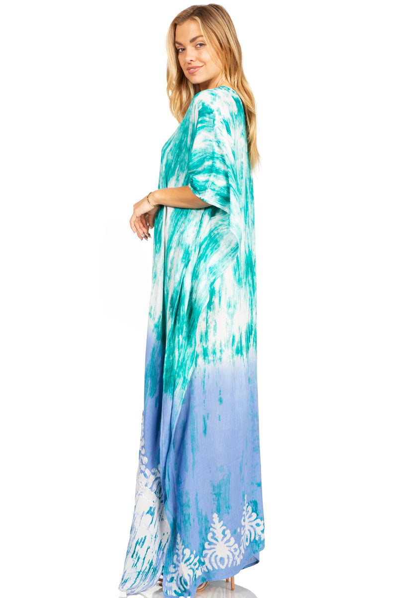 Sakkas Tacy Women's Casual Boho Summer Maxi Dress Caftan Kaftan Cover-up LougeWear