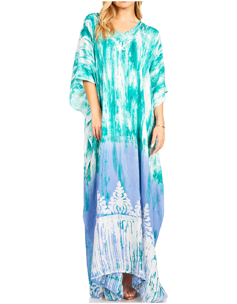 Sakkas Tacy Women's Casual Boho Summer Maxi Dress Caftan Kaftan Cover-up LougeWear