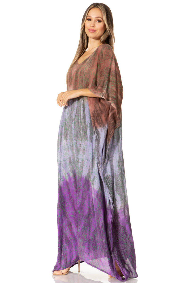 Sakkas Tacy Women's Casual Boho Summer Maxi Dress Caftan Kaftan Cover-up LougeWear