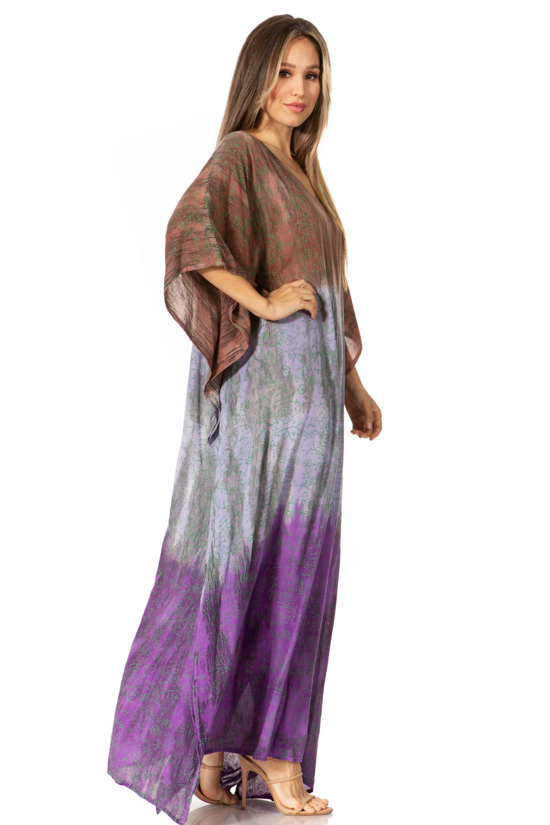 Sakkas Tacy Women's Casual Boho Summer Maxi Dress Caftan Kaftan Cover-up LougeWear