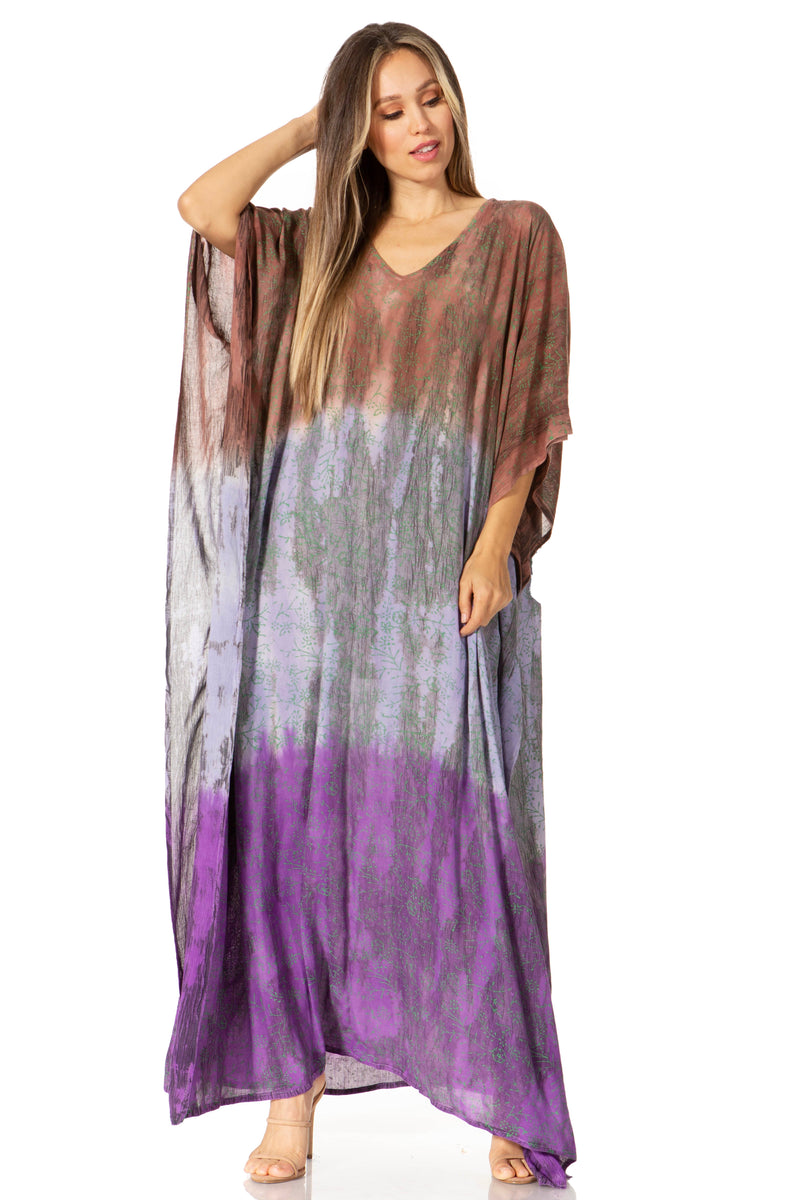 Sakkas Tacy Women's Casual Boho Summer Maxi Dress Caftan Kaftan Cover-up LougeWear