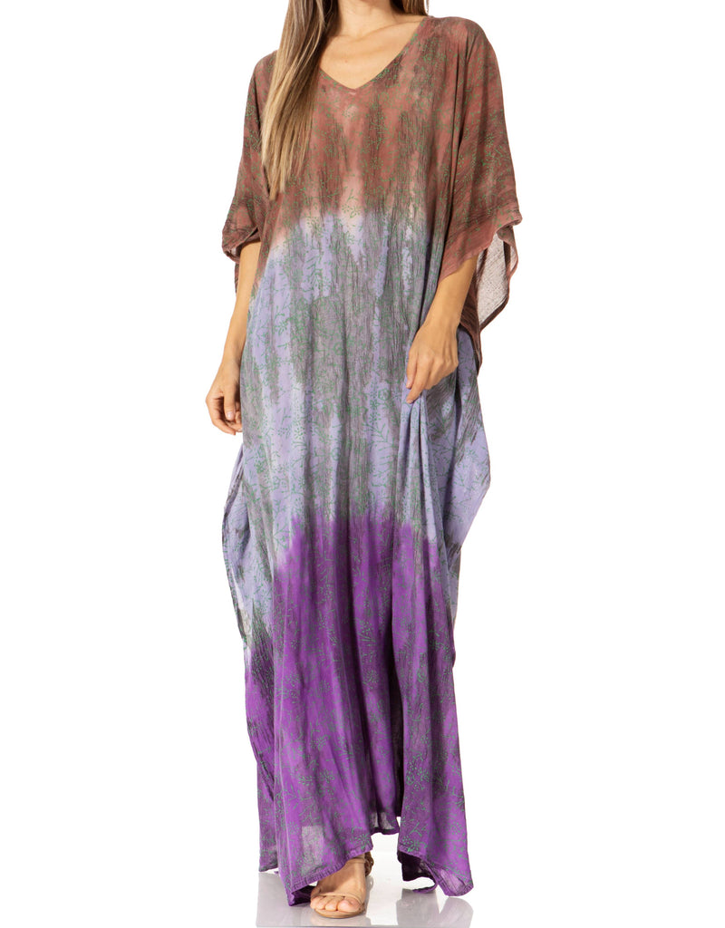 Sakkas Tacy Women's Casual Boho Summer Maxi Dress Caftan Kaftan Cover-up LougeWear